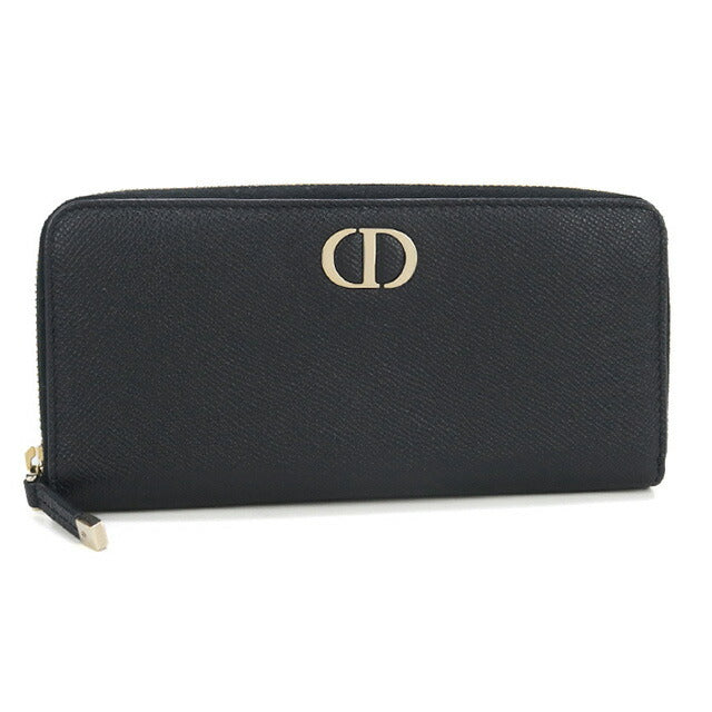 中古 ディオール 長財布ラウンドファスナー レディース ブランド Dior 30 モンテーニュ ロングジップウォレット レザー ブラック 財布 USDCD97711011
