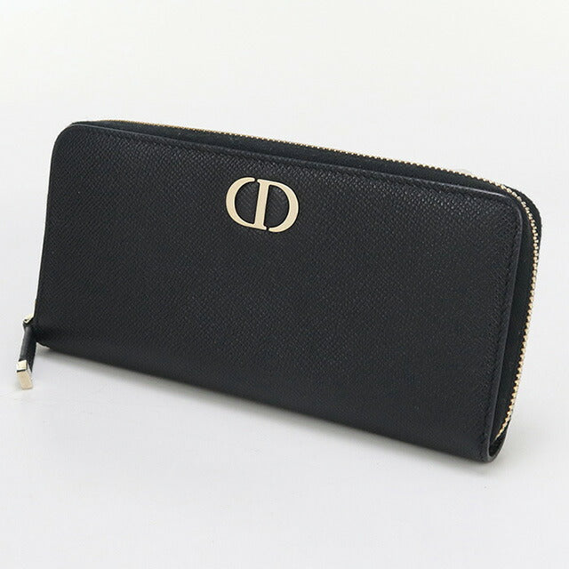 中古 ディオール 長財布ラウンドファスナー レディース ブランド Dior 30 モンテーニュ ロングジップウォレット レザー ブラック 財布 USDCD97711011