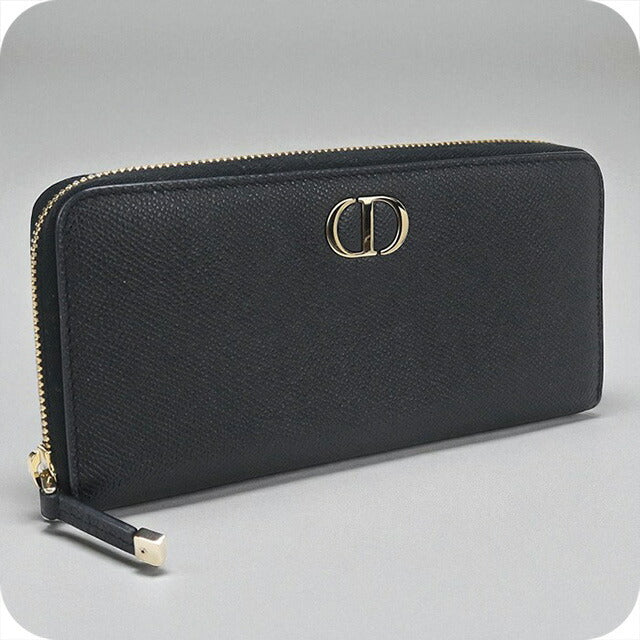 中古 ディオール 長財布ラウンドファスナー レディース ブランド Dior 30 モンテーニュ ロングジップウォレット レザー ブラック 財布 USDCD97711011