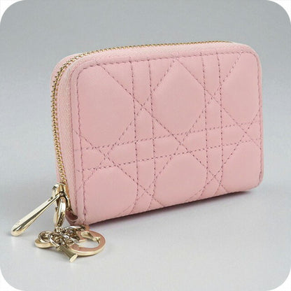 中古 ディオール 小銭入れ レディース ブランド Dior レディディオール ジップコインケース スモール レザー S0985 ONMJ ピンク 財布 USDCD97738011