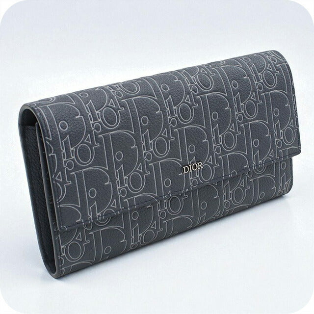 中古 ディオール 長財布ニ折小銭入付き レディース ブランド Dior ディオールグラビティ ロング フラップウォレット 2ESBC328FGP ブルー USDCD98428011