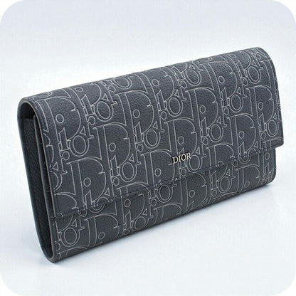 中古 ディオール 長財布ニ折小銭入付き レディース ブランド Dior ディオールグラビティ ロング フラップウォレット 2ESBC328FGP ブルー USDCD98428011