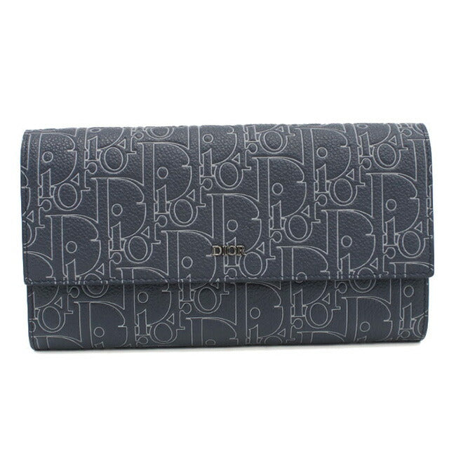 中古 ディオール 長財布ニ折小銭入付き レディース ブランド Dior ディオールグラビティ ロング フラップウォレット 2ESBC328FGP ブルー USDCD98428011