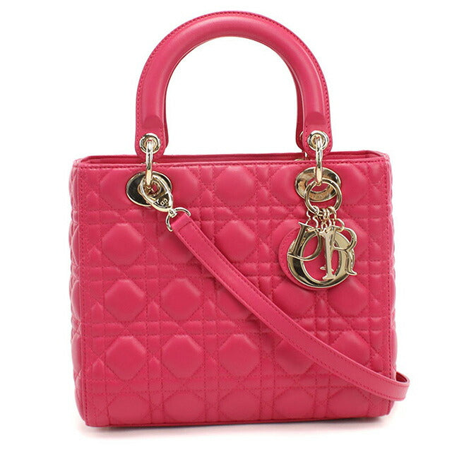 Used Dior Handbag Ladies Brand Dior Lady Dior Medium M0565 ONGE Pink Bag USDCD99754011