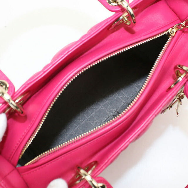 Used Dior Handbag Ladies Brand Dior Lady Dior Medium M0565 ONGE Pink Bag USDCD99754011