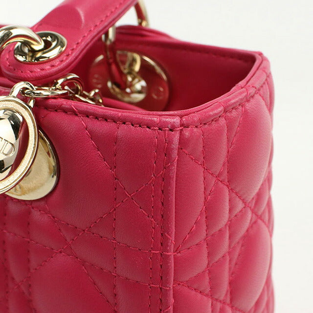 Used Dior Handbag Ladies Brand Dior Lady Dior Medium M0565 ONGE Pink Bag USDCD99754011