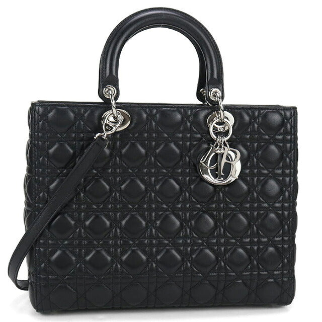 中古 ディオール ハンドバッグ レディース ブランド Dior レディディオール バッグ ラージ CAL44561 ブラック バッグ USDCD99793011