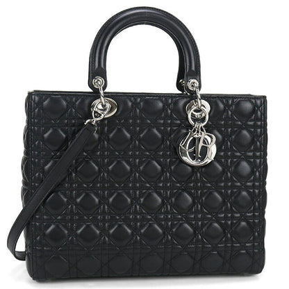 中古 ディオール ハンドバッグ レディース ブランド Dior レディディオール バッグ ラージ CAL44561 ブラック バッグ USDCD99793011