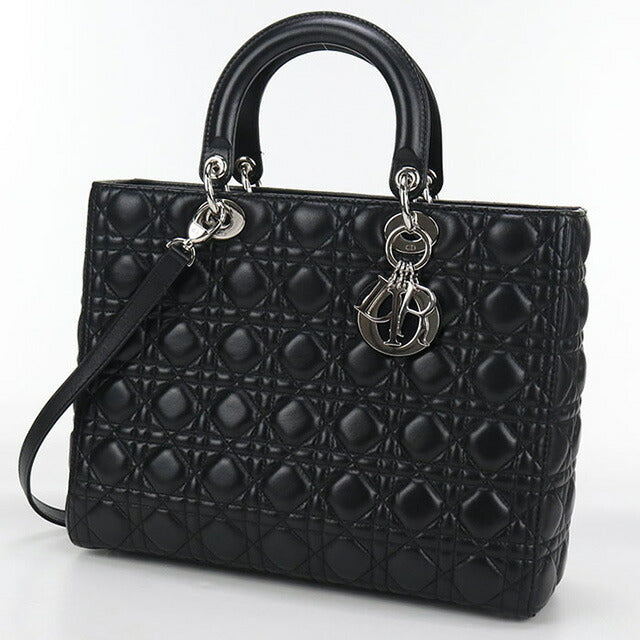 中古 ディオール ハンドバッグ レディース ブランド Dior レディディオール バッグ ラージ CAL44561 ブラック バッグ USDCD99793011