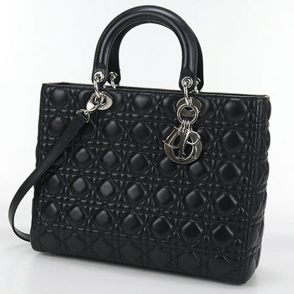 中古 ディオール ハンドバッグ レディース ブランド Dior レディディオール バッグ ラージ CAL44561 ブラック バッグ USDCD99793011