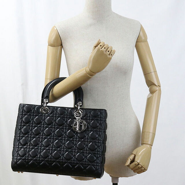 中古 ディオール ハンドバッグ レディース ブランド Dior レディディオール バッグ ラージ CAL44561 ブラック バッグ USDCD99793011