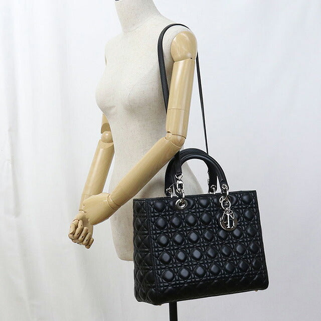 中古 ディオール ハンドバッグ レディース ブランド Dior レディディオール バッグ ラージ CAL44561 ブラック バッグ USDCD99793011