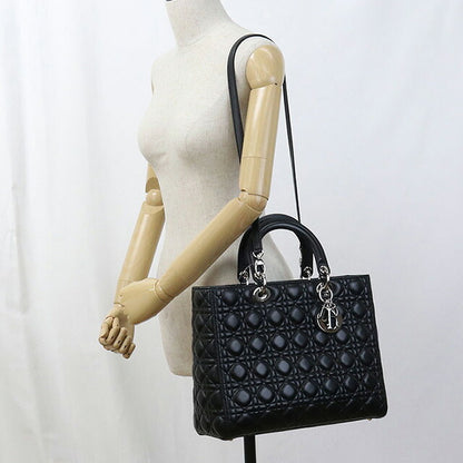 中古 ディオール ハンドバッグ レディース ブランド Dior レディディオール バッグ ラージ CAL44561 ブラック バッグ USDCD99793011