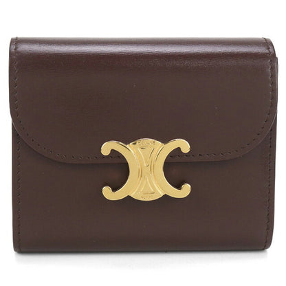 中古 セリーヌ 三折財布 レディース ブランド CELINE トリオンフ スモール フラップウォレット 10D783DPV.18CH ブラウン 財布 USDCE100396011