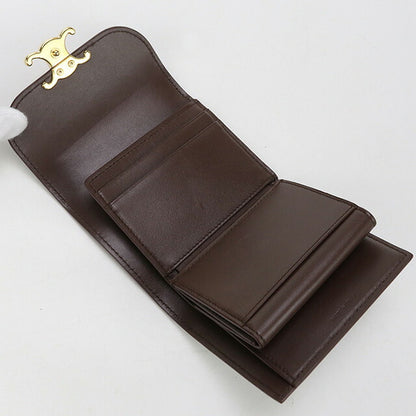 中古 セリーヌ 三折財布 レディース ブランド CELINE トリオンフ スモール フラップウォレット 10D783DPV.18CH ブラウン 財布 USDCE100396011