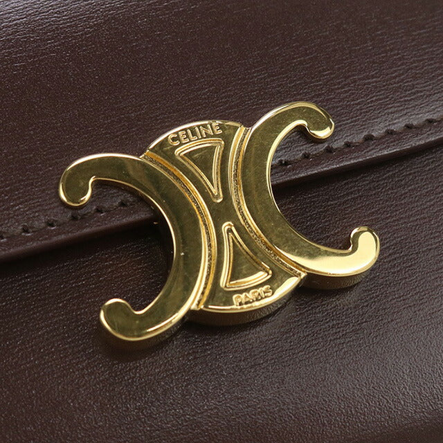 中古 セリーヌ 三折財布 レディース ブランド CELINE トリオンフ スモール フラップウォレット 10D783DPV.18CH ブラウン 財布 USDCE100396011