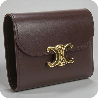 中古 セリーヌ 三折財布 レディース ブランド CELINE トリオンフ スモール フラップウォレット 10D783DPV.18CH ブラウン 財布 USDCE100396011