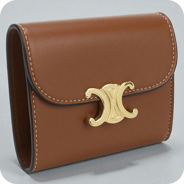 中古 セリーヌ 三折財布 レディース ブランド CELINE トリオンフ スモール フラップウォレット 10D78 3BZG.04LU ブラウン 財布 USDCE100427011