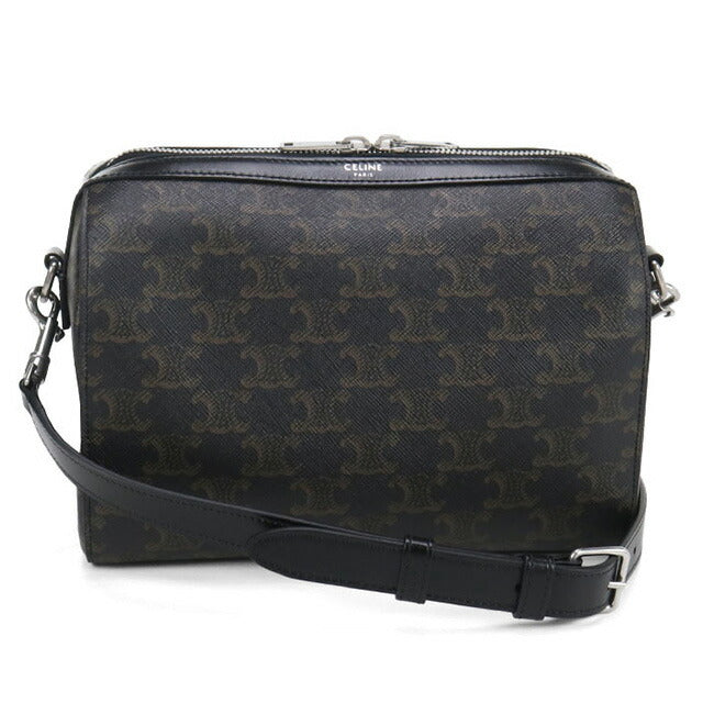 中古 セリーヌ ミニボストン メンズ ブランド CELINE トリオンフキャンバス 120502FQM.38SI ブラック バッグ USDCE100768011