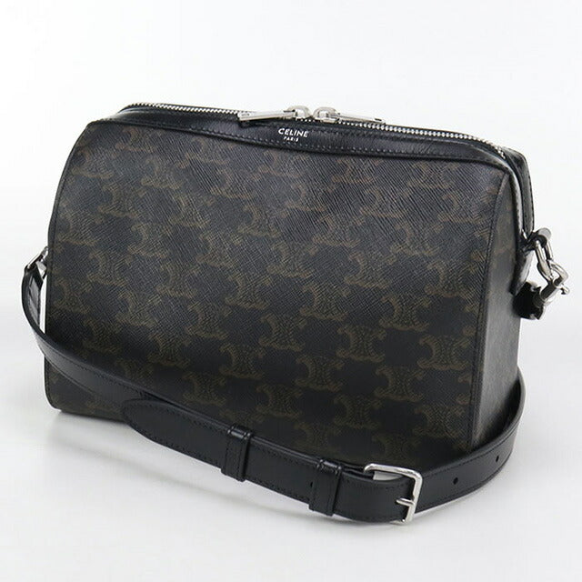 中古 セリーヌ ミニボストン メンズ ブランド CELINE トリオンフキャンバス 120502FQM.38SI ブラック バッグ USDCE100768011