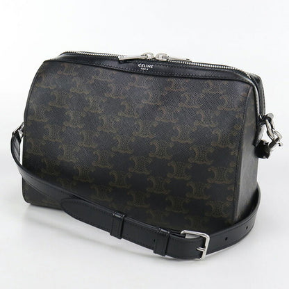 中古 セリーヌ ミニボストン メンズ ブランド CELINE トリオンフキャンバス 120502FQM.38SI ブラック バッグ USDCE100768011