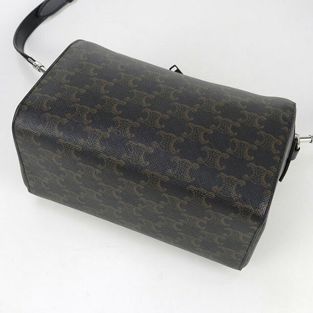 中古 セリーヌ ミニボストン メンズ ブランド CELINE トリオンフキャンバス 120502FQM.38SI ブラック バッグ USDCE100768011