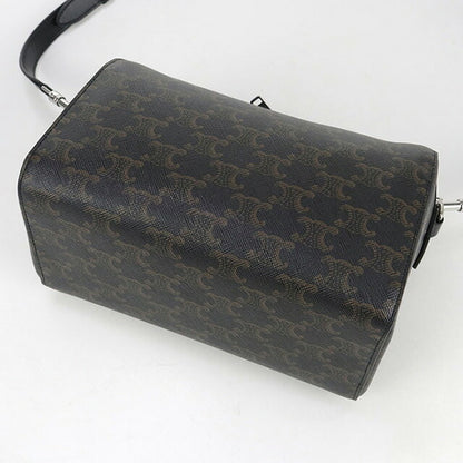 中古 セリーヌ ミニボストン メンズ ブランド CELINE トリオンフキャンバス 120502FQM.38SI ブラック バッグ USDCE100768011