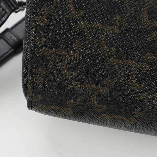 中古 セリーヌ ミニボストン メンズ ブランド CELINE トリオンフキャンバス 120502FQM.38SI ブラック バッグ USDCE100768011
