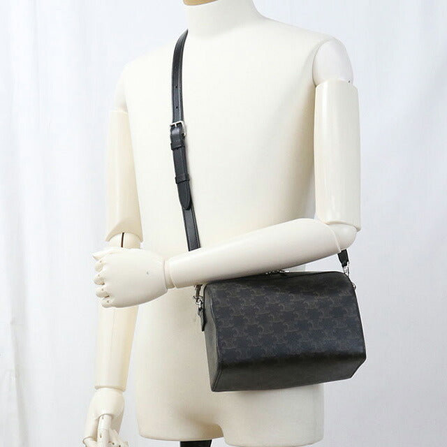 中古 セリーヌ ミニボストン メンズ ブランド CELINE トリオンフキャンバス 120502FQM.38SI ブラック バッグ USDCE100768011