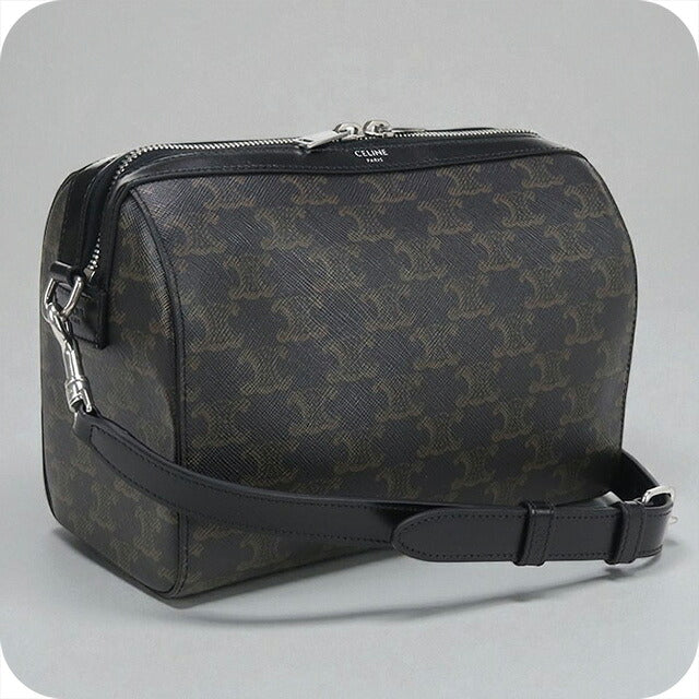 中古 セリーヌ ミニボストン メンズ ブランド CELINE トリオンフキャンバス 120502FQM.38SI ブラック バッグ USDCE100768011