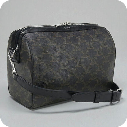 中古 セリーヌ ミニボストン メンズ ブランド CELINE トリオンフキャンバス 120502FQM.38SI ブラック バッグ USDCE100768011