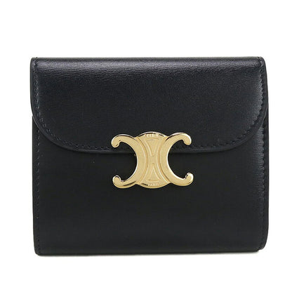 中古 セリーヌ 三つ折り財布 レディース ブランド CELINE トリオンフ スモール フラップウォレット レザー 10D783DPV.38NO ブラック 財布 USDCE100871011