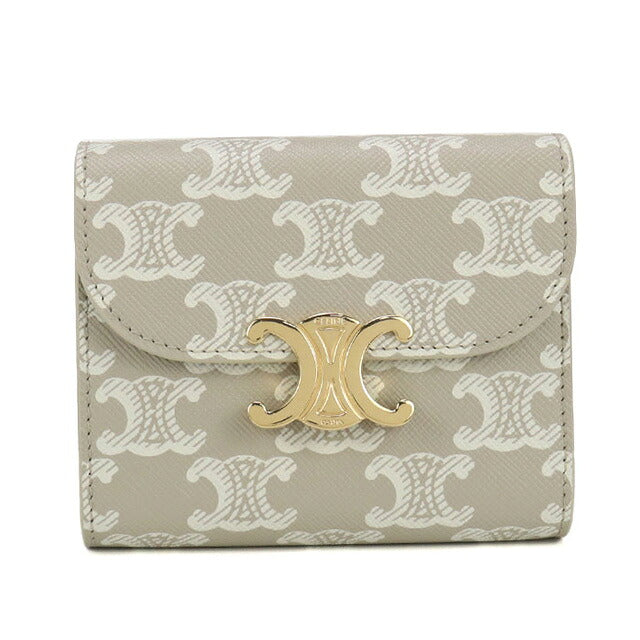 中古 セリーヌ 三つ折り財布 レディース ブランド CELINE スモール フラップウォレット 10D782CQH ベージュ 財布 USDCE100872011