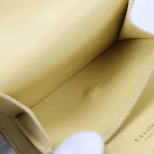 中古 セリーヌ 三つ折り財布 レディース ブランド CELINE 16(セーズ) スモール　トリフォールドウォレット レザー 10F52 3CQ7 イエロー USDCE101104011