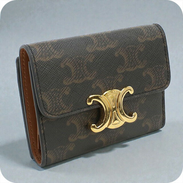 中古 セリーヌ 三折財布 レディース ブランド CELINE トリオンフキャンバス コイン入付きコンパクトウォレット 10I652DS3.04LU 財布 USDCE101857011