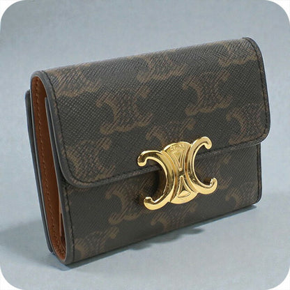 中古 セリーヌ 三折財布 レディース ブランド CELINE トリオンフキャンバス コイン入付きコンパクトウォレット 10I652DS3.04LU 財布 USDCE101857011