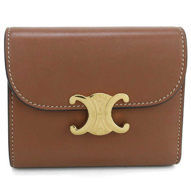 中古 セリーヌ 三つ折り財布 レディース ブランド CELINE トリオンフ スモール フラップウォレット 10D783BZG.04LU ブラウン 財布 USDCE101859011