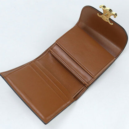 中古 セリーヌ 三つ折り財布 レディース ブランド CELINE トリオンフ スモール フラップウォレット 10D783BZG.04LU ブラウン 財布 USDCE101859011