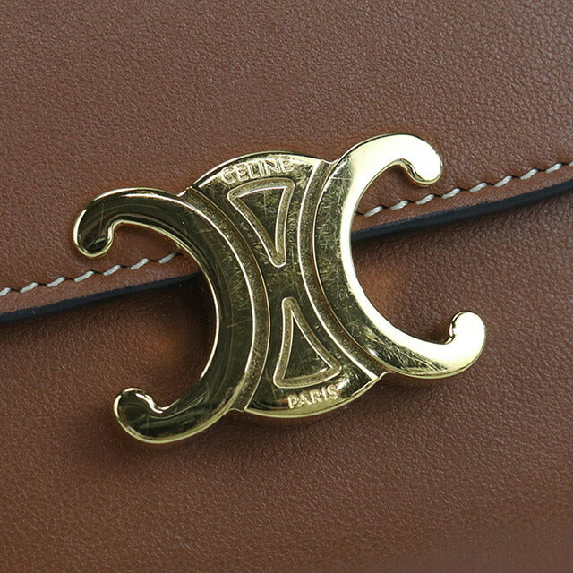 中古 セリーヌ 三つ折り財布 レディース ブランド CELINE トリオンフ スモール フラップウォレット 10D783BZG.04LU ブラウン 財布 USDCE101859011