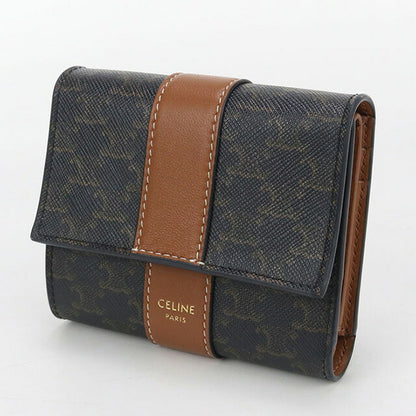 二手 Celine Trifold 钱包 女装品牌 CELINE Triomphe 帆布小号 Trifold 钱包 10D572BZ9 棕色钱包 USDCE102404011