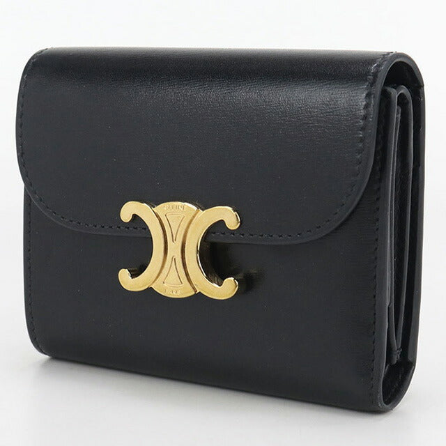 二手CELINE Trifold钱包女装品牌CELINE Triomphe小翻盖钱包10D783DPV黑色钱包USDCE102406011