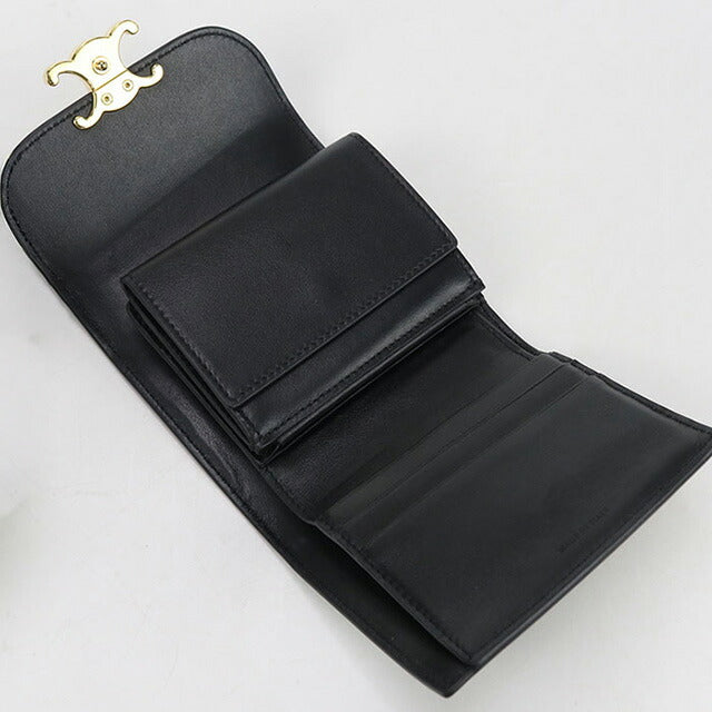二手CELINE Trifold钱包女装品牌CELINE Triomphe小翻盖钱包10D783DPV黑色钱包USDCE102406011
