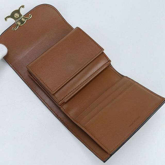 二手CELINE Trifold钱包女装品牌CELINE Triomphe小翻盖钱包10D783DPV棕色钱包USDCE102407011