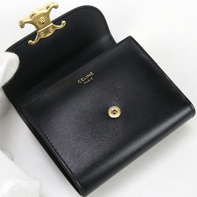 二手CELINE Trifold钱包女装品牌CELINE Triomphe小翻盖钱包10D783DPV黑色钱包USDCE102415011