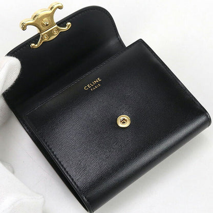 二手CELINE Trifold钱包女装品牌CELINE Triomphe小翻盖钱包10D783DPV黑色钱包USDCE102415011
