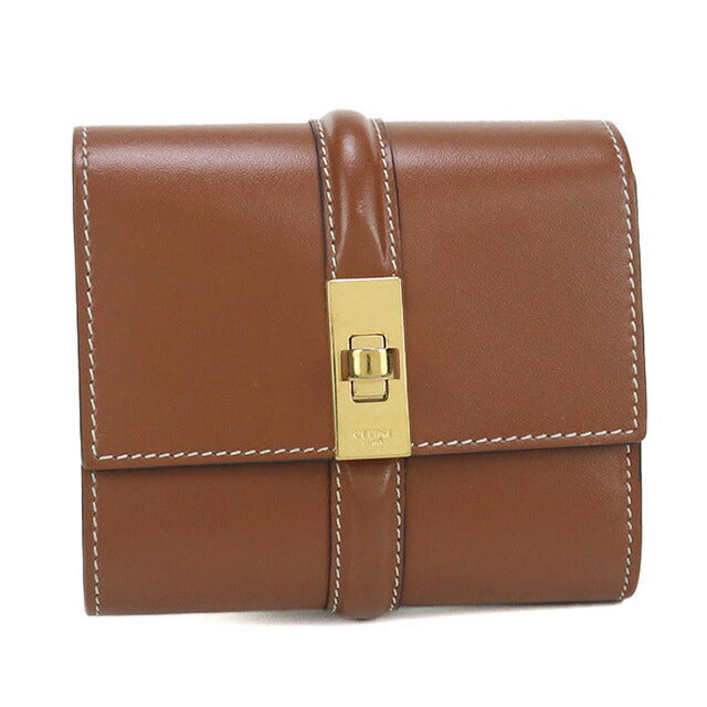 中古 セリーヌ 三折財布 レディース ブランド CELINE 16(セーズ) スモール トリフォールドウォレット 10F523CQ7 04LU ブラウン 財布 USDCE102606011
