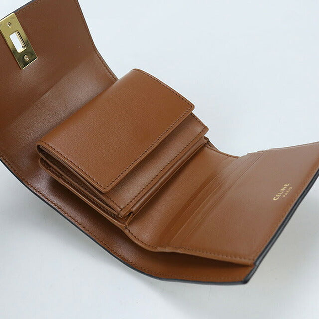 中古 セリーヌ 三折財布 レディース ブランド CELINE 16(セーズ) スモール トリフォールドウォレット 10F523CQ7 04LU ブラウン 財布 USDCE102606011