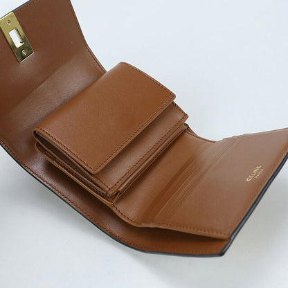 中古 セリーヌ 三折財布 レディース ブランド CELINE 16(セーズ) スモール トリフォールドウォレット 10F523CQ7 04LU ブラウン 財布 USDCE102606011