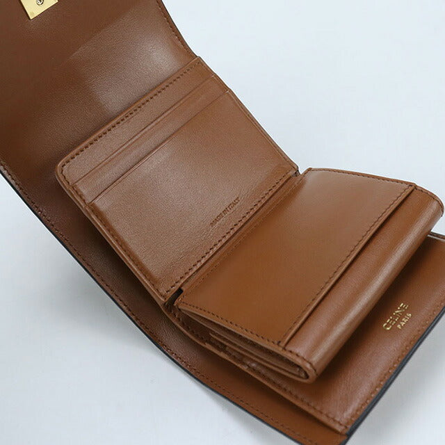 中古 セリーヌ 三折財布 レディース ブランド CELINE 16(セーズ) スモール トリフォールドウォレット 10F523CQ7 04LU ブラウン 財布 USDCE102606011
