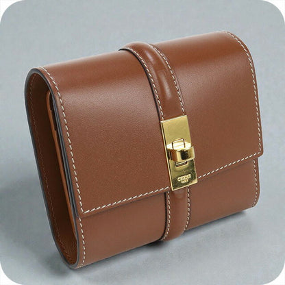 中古 セリーヌ 三折財布 レディース ブランド CELINE 16(セーズ) スモール トリフォールドウォレット 10F523CQ7 04LU ブラウン 財布 USDCE102606011